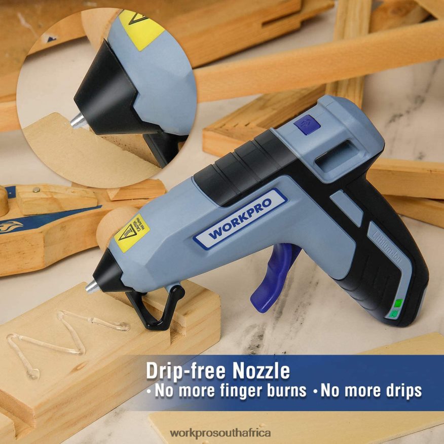 ZA WORKPRO Cordless Melt Fast Preheating Mini Glue Gun with 20 PCS Premium Glue Stick Blue/Pink 4B8V2T163 Tool