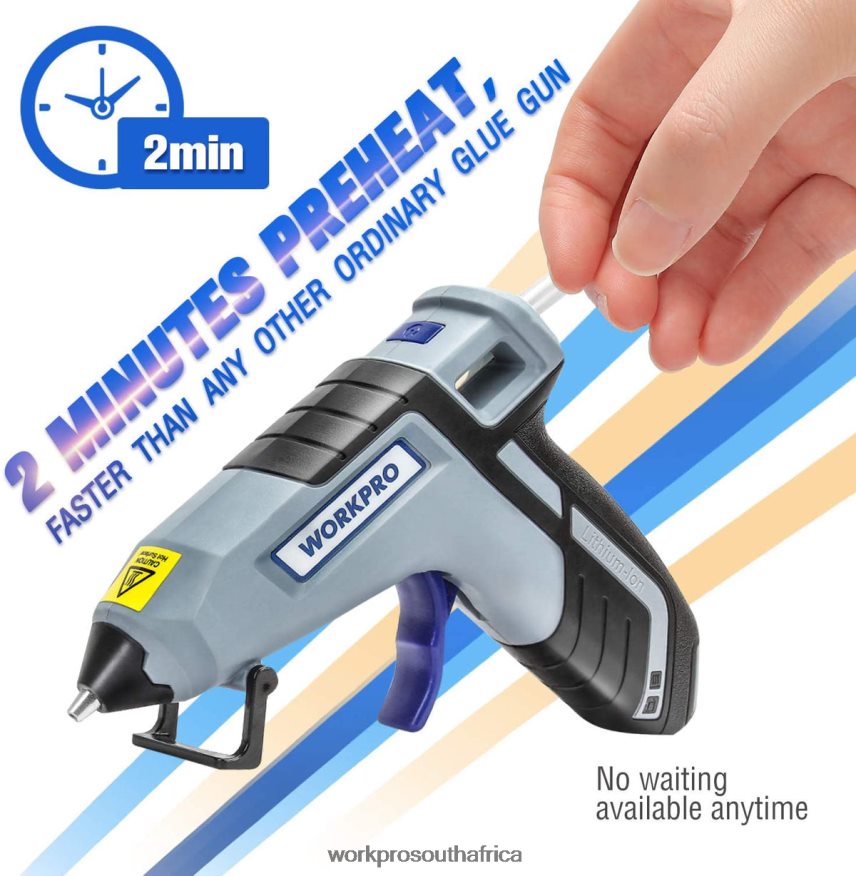 ZA WORKPRO Cordless Melt Fast Preheating Mini Glue Gun with 20 PCS Premium Glue Stick Blue/Pink 4B8V2T163 Tool