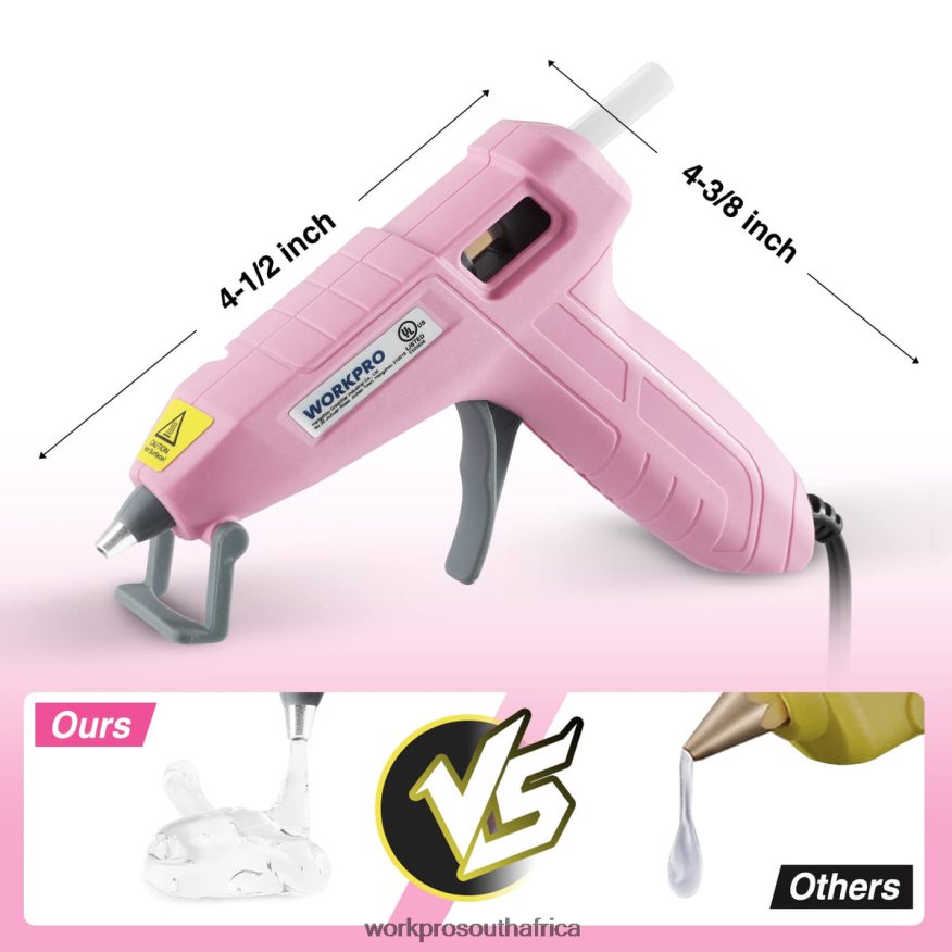 ZA WORKPRO Mini Hot Glue Gun Kit with 20 Pcs Hot Glue Sticks Pink/White 4B8V2T162 Tool