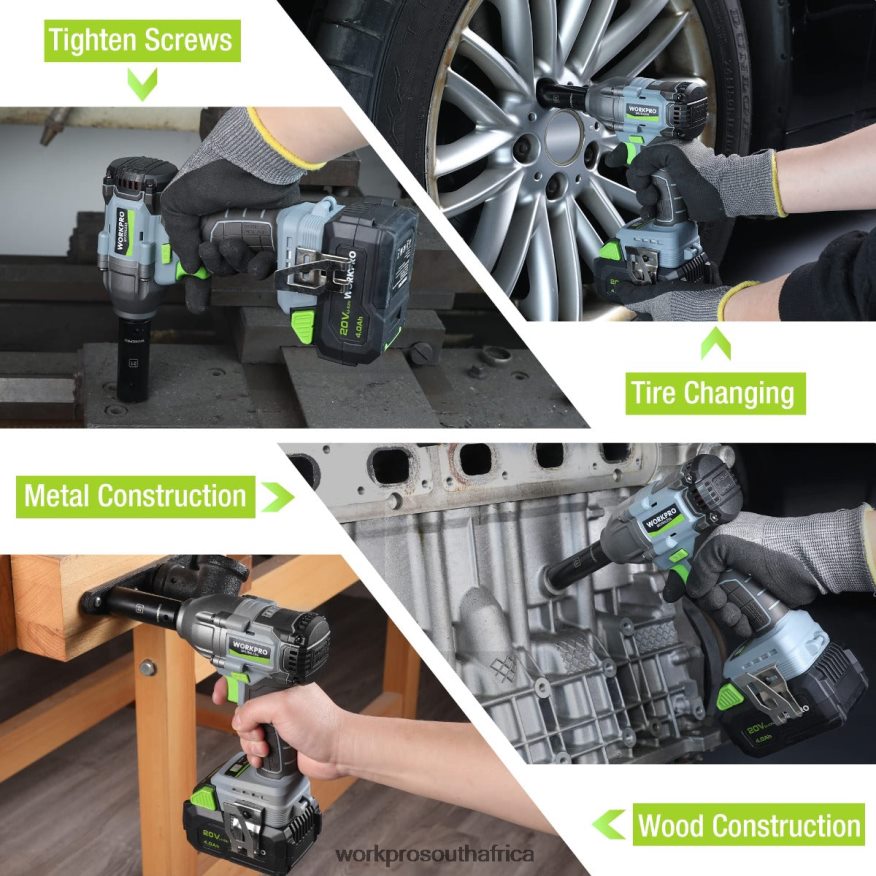 ZA WORKPRO 20V Cordless Impact Wrench, with 4.0 Ah Battery, Fast Charger, 4 Impact Sockets and Storage Case Morden 4B8V2T188 Tool