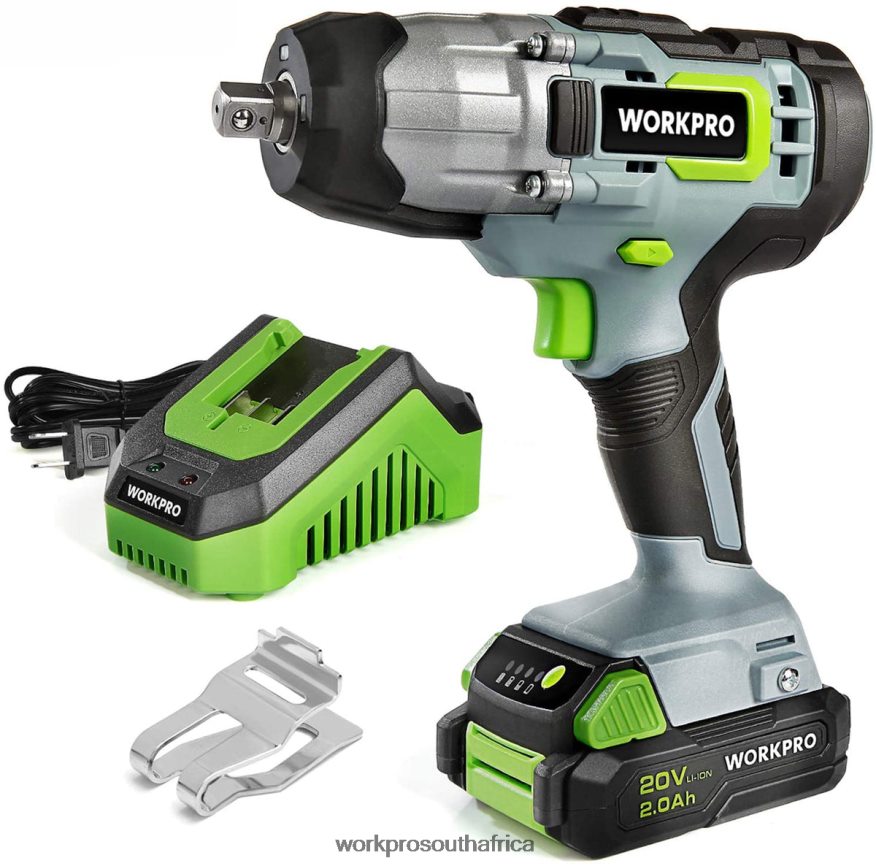 ZA WORKPRO 20V Cordless Impact Wrench with Fast Charger Belt Clip for Easy Carrying Morden 4B8V2T187 Tool