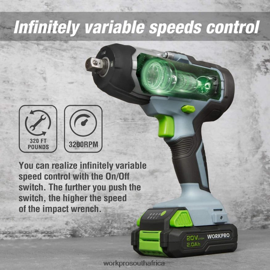 ZA WORKPRO 20V Cordless Impact Wrench with Fast Charger Belt Clip for Easy Carrying Morden 4B8V2T187 Tool