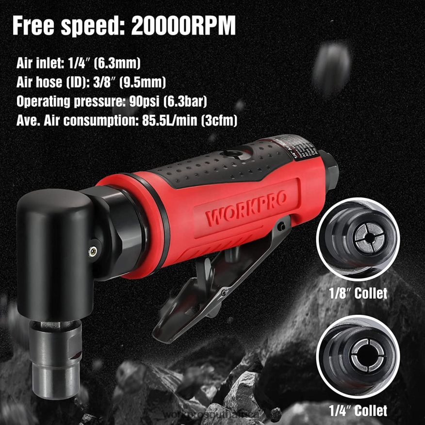 ZA WORKPRO Air Angle Die Grinder 1/4-Inch Pneumatic Right Angle Die Grinder Set Morden 4B8V2T180 Tool