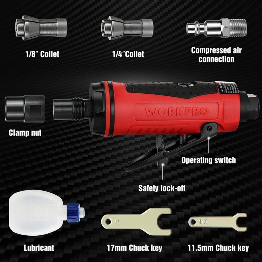 ZA WORKPRO Air Die Grinder, 1/4-Inch Pneumatic Straight Die Grinder, 25000RPM, Air-Powered Die Grinder New 4B8V2T183 Tool