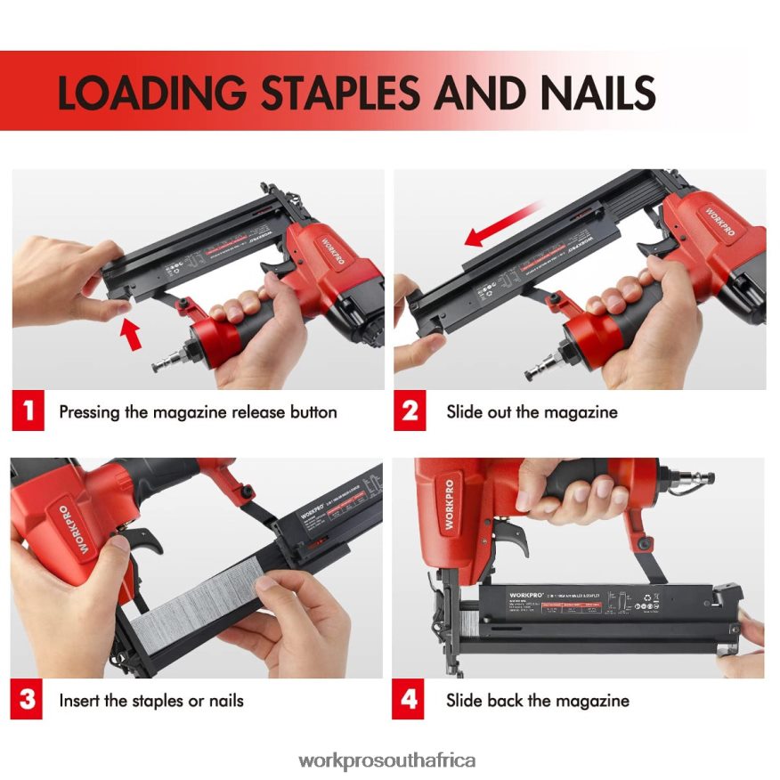 ZA WORKPRO Pneumatic 2 in 1 Brad Nailer with 400pcs Nails/ 300 Pcs Staples Morden 4B8V2T181 Tool