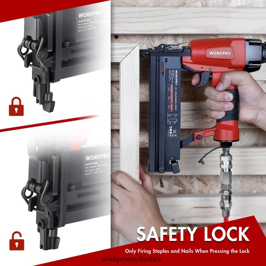 ZA WORKPRO Pneumatic 2 in 1 Brad Nailer with 400pcs Nails/ 300 Pcs Staples Morden 4B8V2T181 Tool