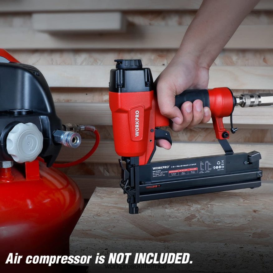 ZA WORKPRO Pneumatic 2 in 1 Brad Nailer with 400pcs Nails/ 300 Pcs Staples Morden 4B8V2T181 Tool
