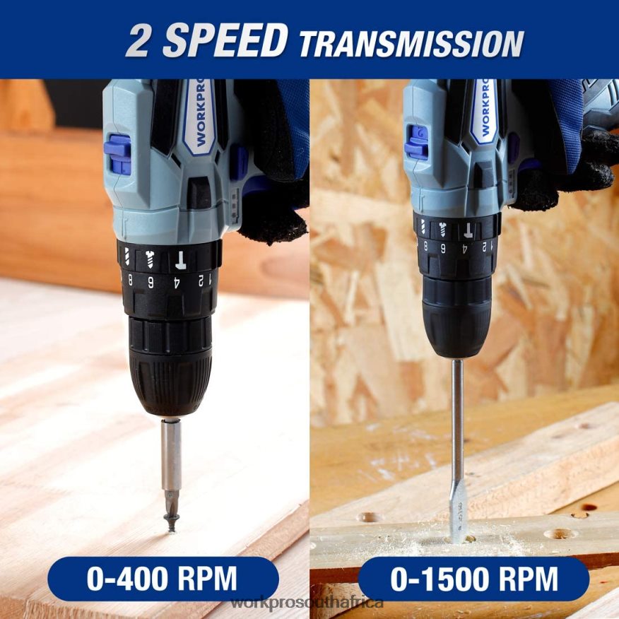 ZA WORKPRO 12V 2-Speed Cordless Drill Driver Kit, 2 Li-Ion Batteries 2000 mAh and Fast Charger Morden 4B8V2T168 Tool
