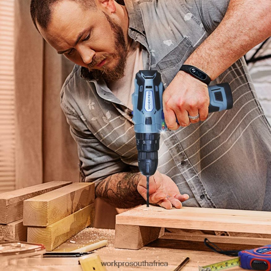 ZA WORKPRO 12V 2-Speed Cordless Drill Driver Kit, 2 Li-Ion Batteries 2000 mAh and Fast Charger Morden 4B8V2T168 Tool