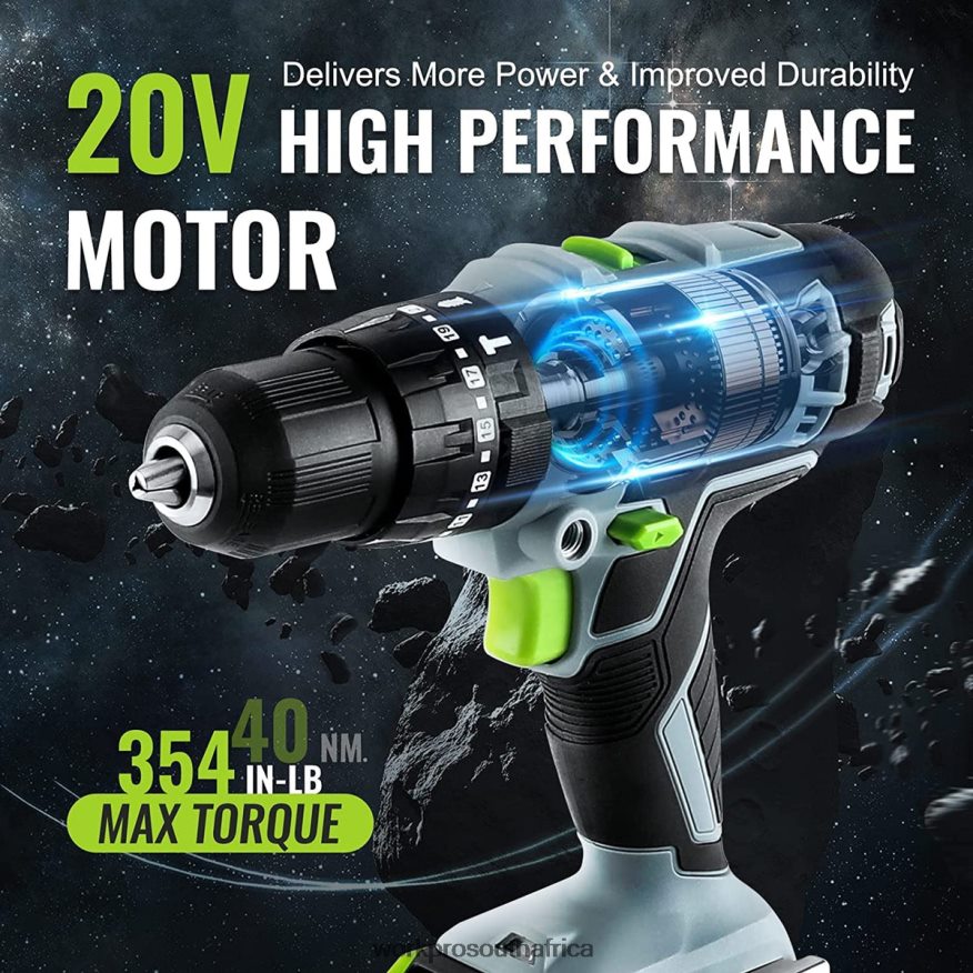 ZA WORKPRO 20V Max Cordless Drill Driver Set, Electric Power Impact Drill Tool with 102 Pieces Accessories, 2 x 2.0Ah Li-ion Batteries with Fast Charger Useful 4B8V2T170 Tool