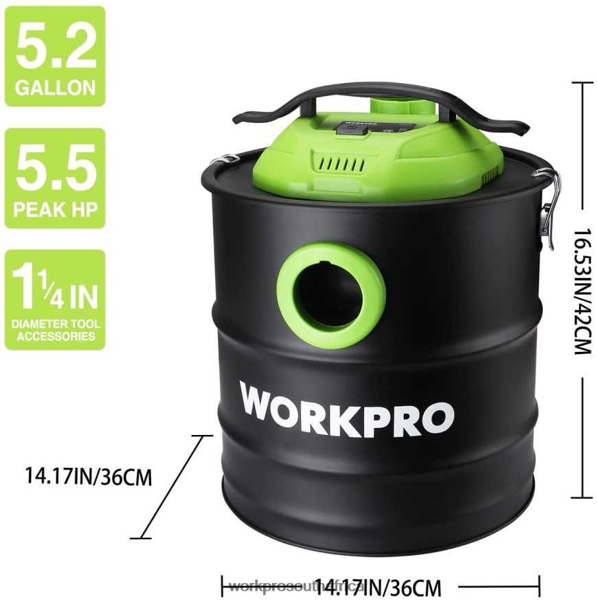 ZA WORKPRO 5.2 Gallon Ash Vacuum, 5.5 Peak Horsepower Ash Vac Cleaner with HEPA Filter Helpful 4B8V2T212 Tool