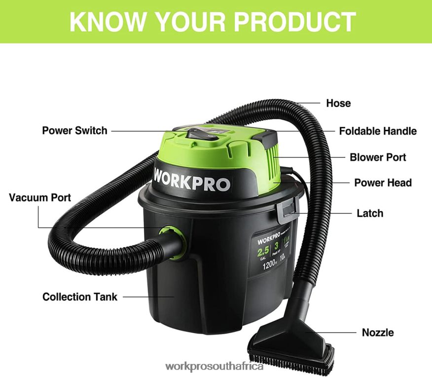 ZA WORKPRO Wet/Dry Vacuum 2.5 Gallon 3 Peak Horsepower, Portable Shop Vacuum Cleaner for Home Useful 4B8V2T216 Tool