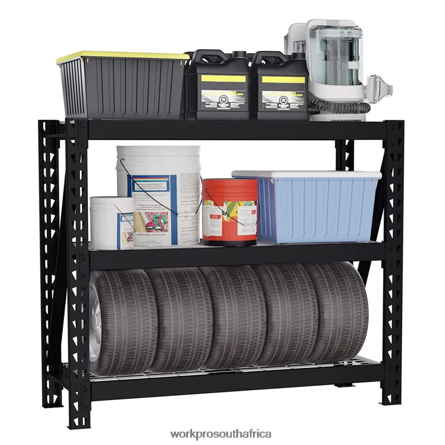 ZA WORKPRO 3-Tier Garage Shelving Unit Heavy Duty Metal Storage Rack Height Adjustable Industrial Shelving Helpful 4B8V2T8 Storage