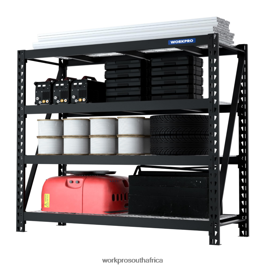 ZA WORKPRO 4-Tier Metal Garage Shelving Unit,7200 LBS Capacity, Heavy Duty Industrial Adjustable Shelves Helpful 4B8V2T10 Storage