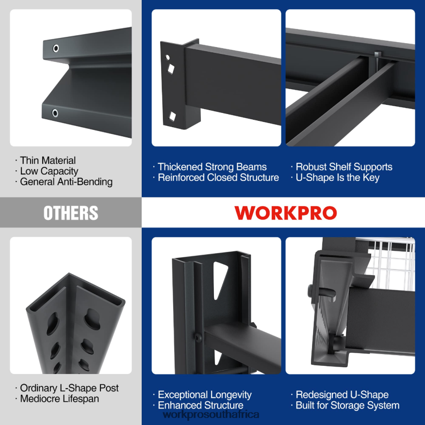 ZA WORKPRO 4-Tier Metal Garage Shelving Unit,7200 LBS Capacity, Heavy Duty Industrial Adjustable Shelves Helpful 4B8V2T10 Storage