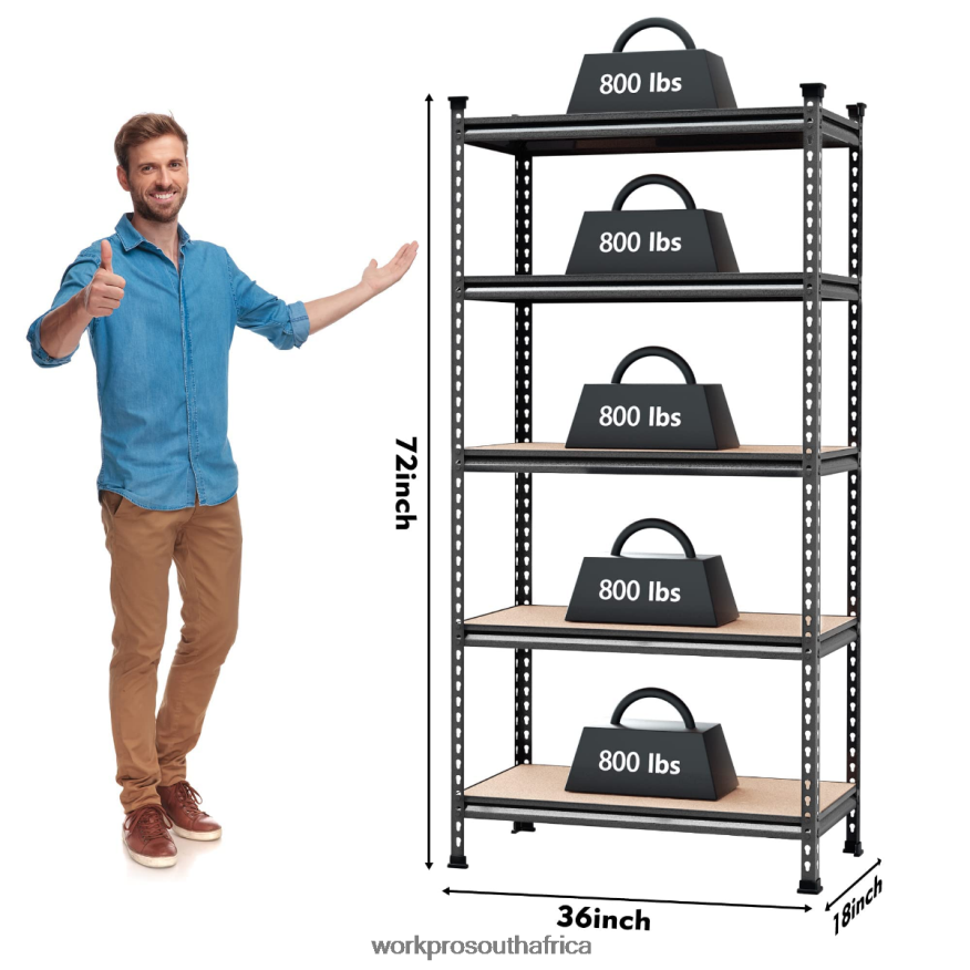 ZA WORKPRO 5-Tier Adjustable Metal Rack Storage Heavy Duty Shelving Unit, 4000 lbs Load Capacity Morden 4B8V2T12 Storage