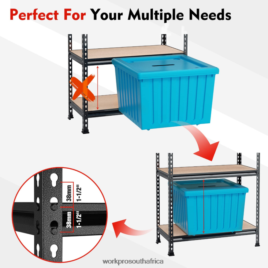 ZA WORKPRO 5-Tier Adjustable Metal Rack Storage Heavy Duty Shelving Unit, 4000 lbs Load Capacity Morden 4B8V2T12 Storage