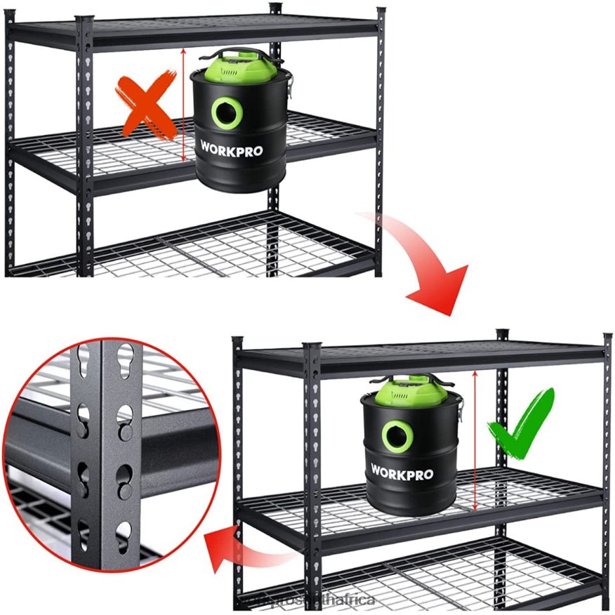 ZA WORKPRO 5-Tier Metal Shelving Unit, Heavy Duty Adjustable Storage Rack Black 4B8V2T7 Storage