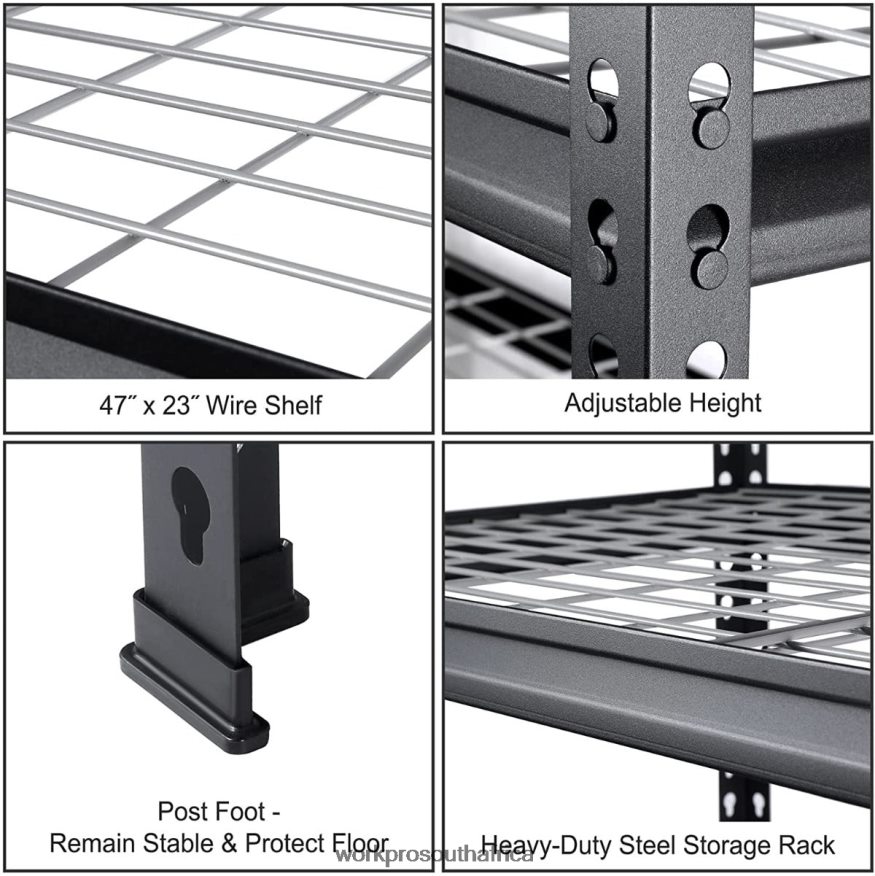 ZA WORKPRO 5-Tier Metal Shelving Unit, Heavy Duty Adjustable Storage Rack Black 4B8V2T7 Storage