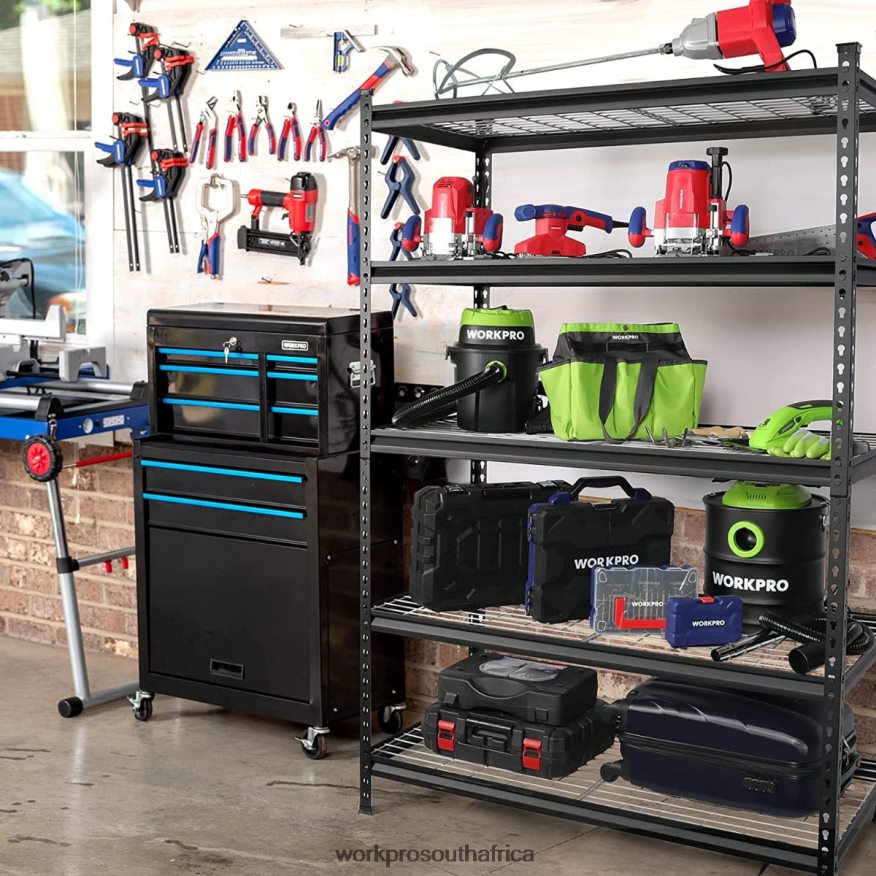 ZA WORKPRO 5-Tier Metal Shelving Unit, Heavy Duty Adjustable Storage Rack Black 4B8V2T7 Storage