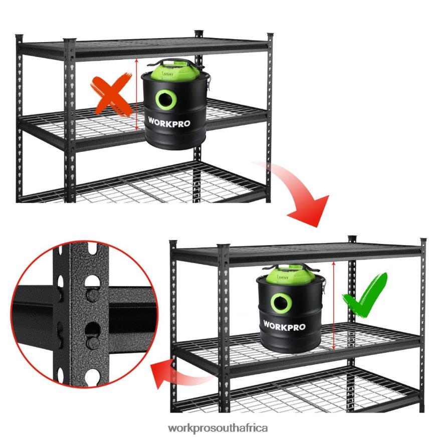 ZA WORKPRO 5-Tier Metal Storage Shelving Unit Adjustable Storage Rack Heavy Duty Shelf Black With Silver Pattern 4B8V2T6 Storage