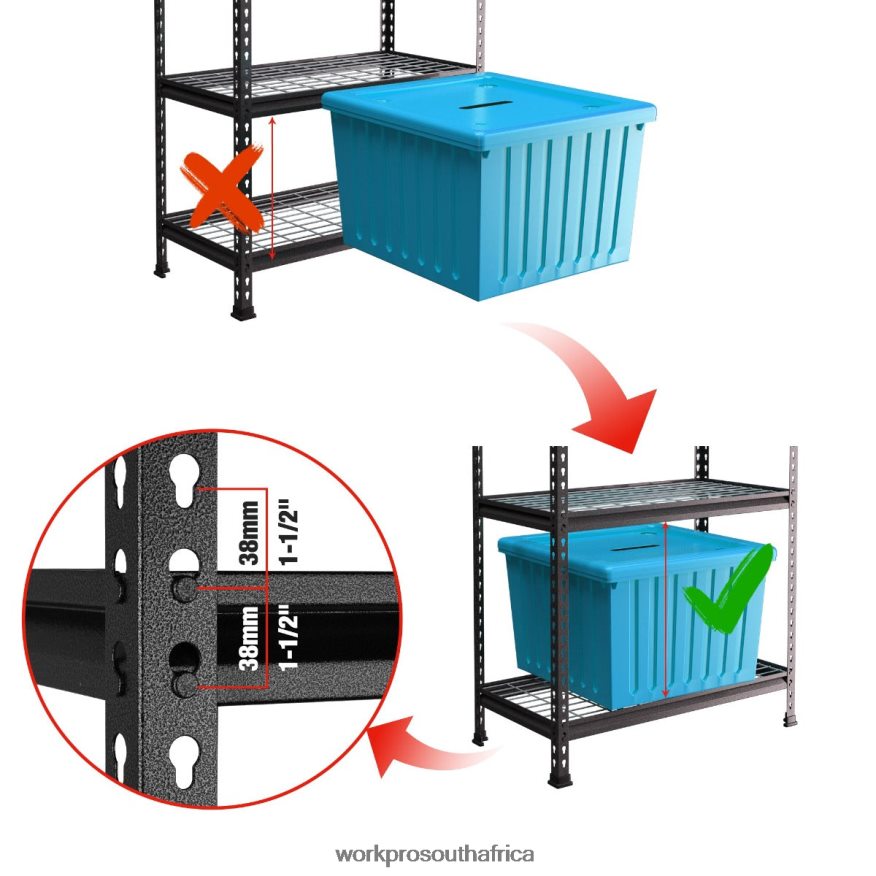 ZA WORKPRO 5-Tier Metal Storage Shelving Unit Adjustable Storage Rack Heavy Duty Shelf Black With Silver Pattern 4B8V2T6 Storage