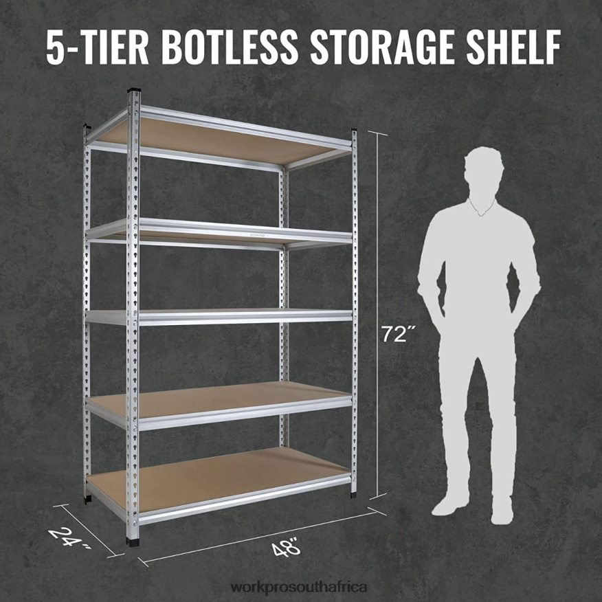 ZA WORKPRO 5-Tier Storage Shelving Unit, Adjustable Storage Rack Heavy Duty Aluminum Alloy Shelf Helpful 4B8V2T9 Storage