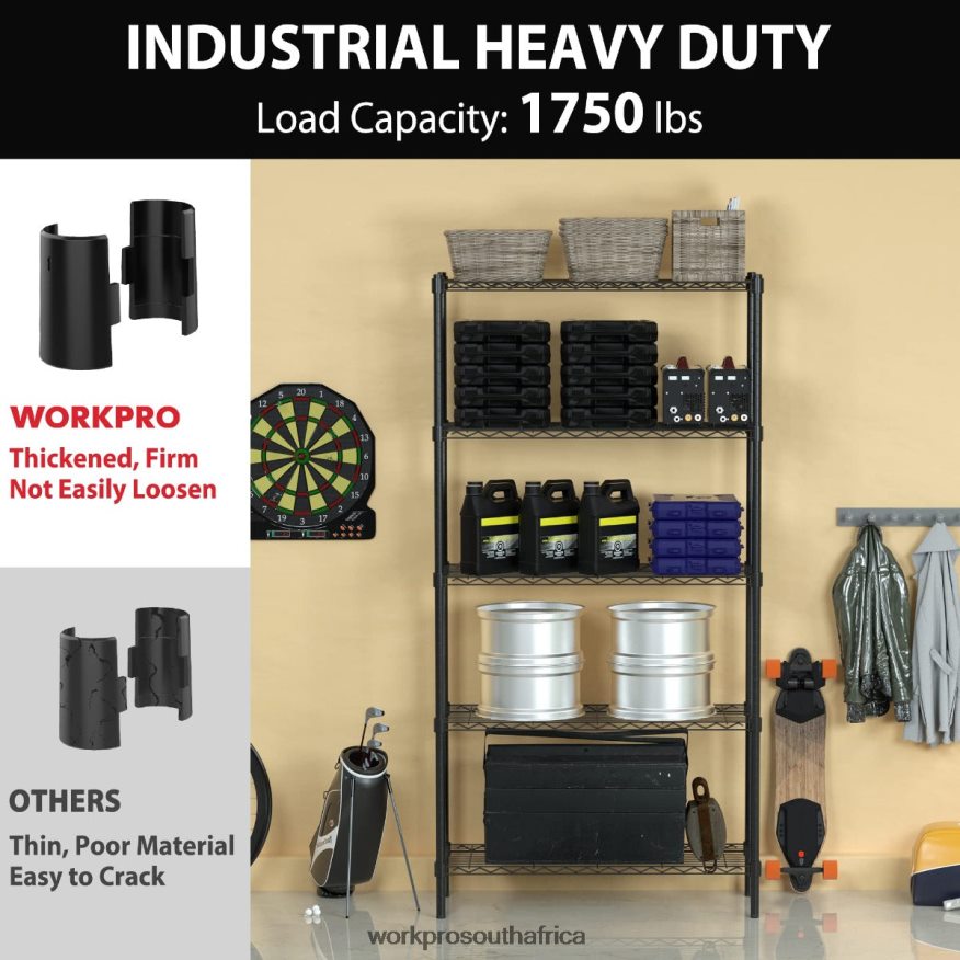 ZA WORKPRO 5-Tier Wire Shelving Unit Metal Storage Shelves Rack, Heavy Duty Utility Shelving Useful 4B8V2T11 Storage