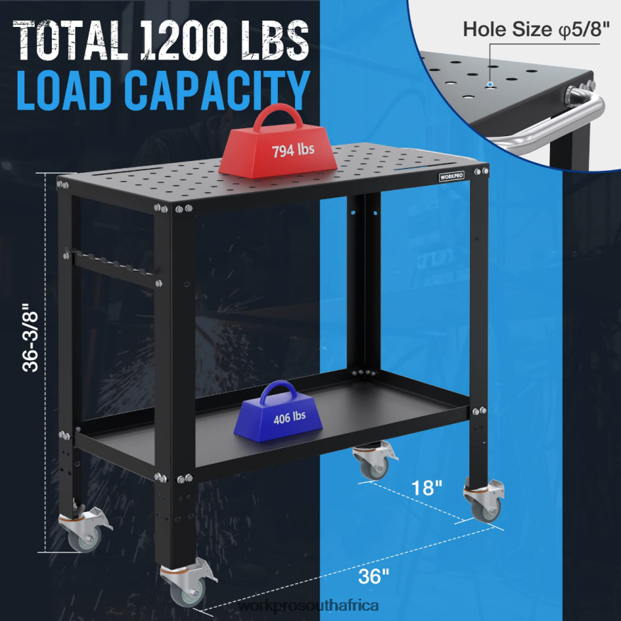 ZA WORKPRO Portable Welding Table, 1200 lbs Load Capacity, Nitriding Tabletop New 4B8V2T13 Storage