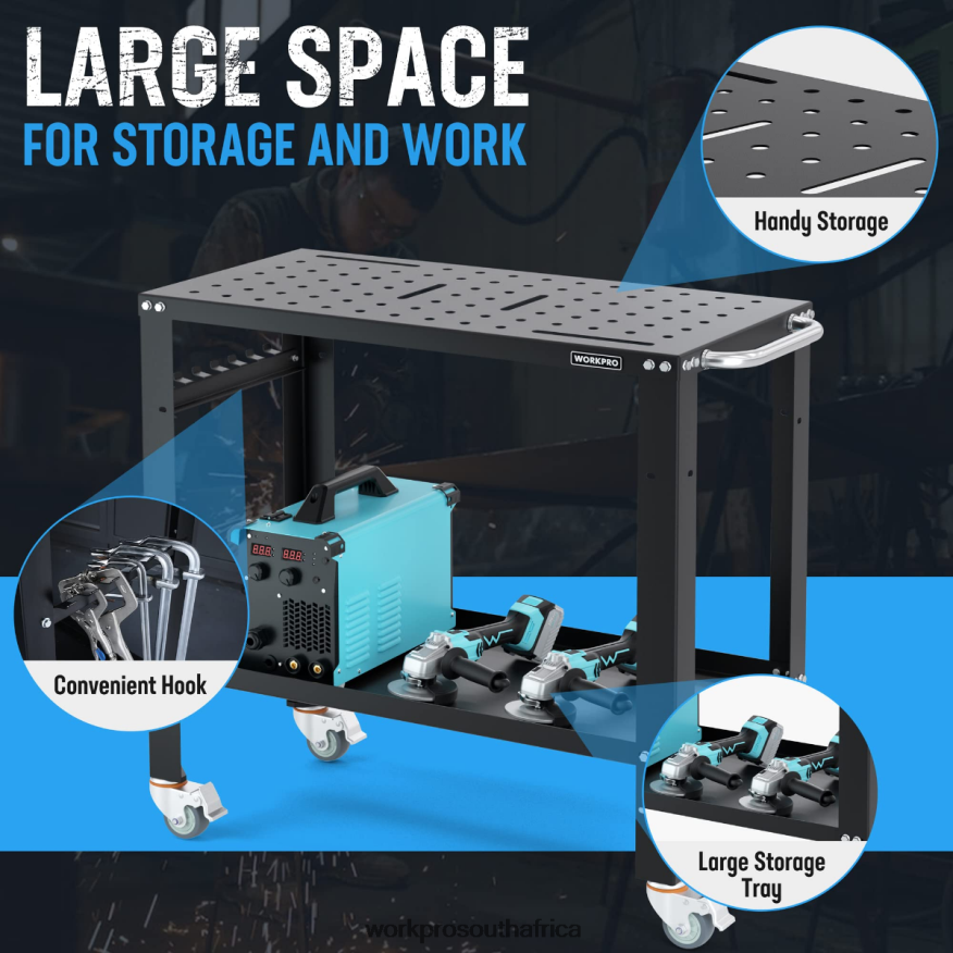 ZA WORKPRO Portable Welding Table, 1200 lbs Load Capacity, Nitriding Tabletop New 4B8V2T13 Storage