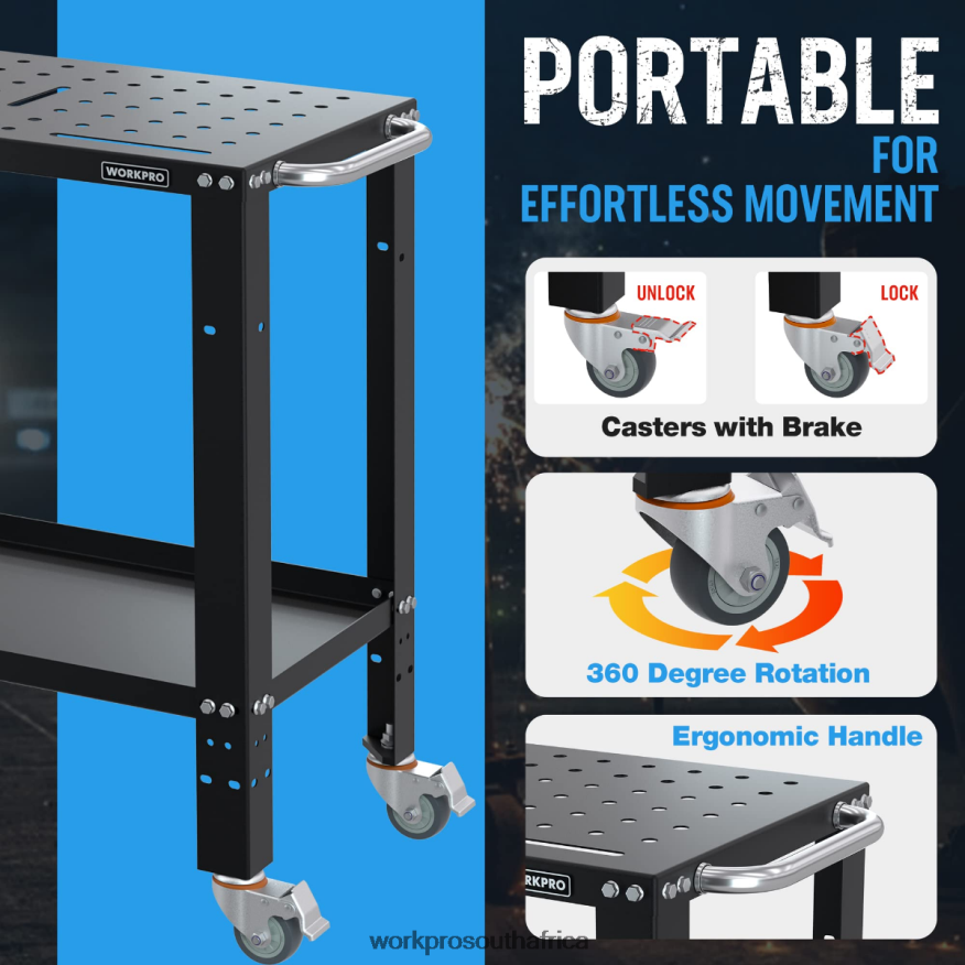 ZA WORKPRO Portable Welding Table, 1200 lbs Load Capacity, Nitriding Tabletop New 4B8V2T13 Storage