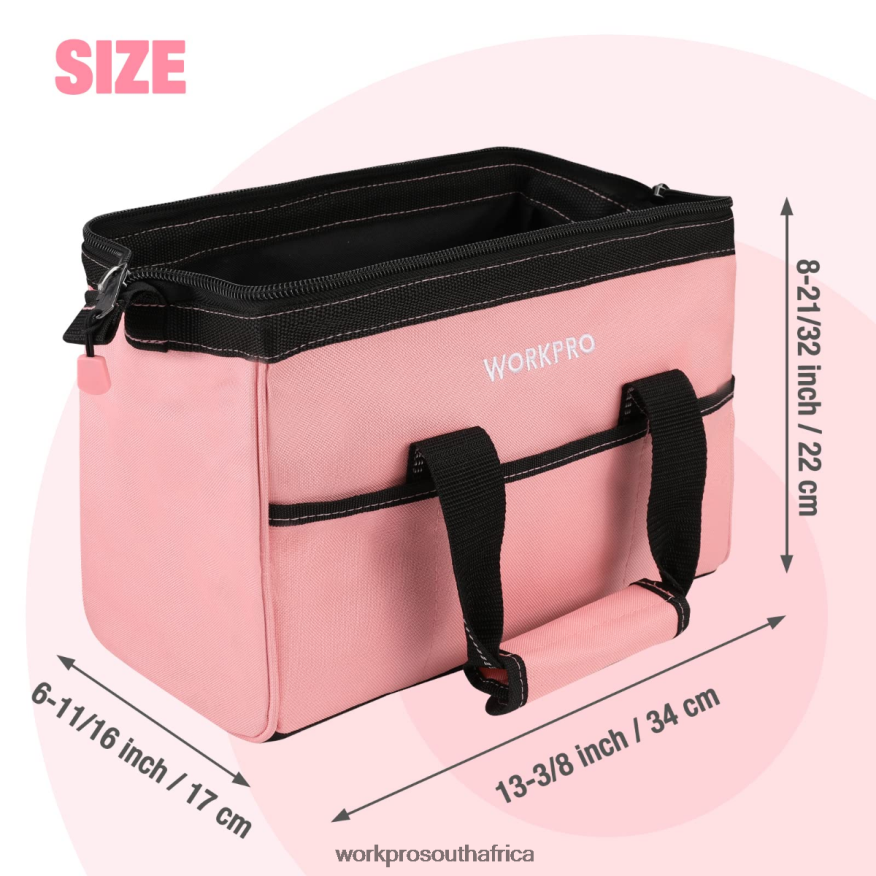 ZA WORKPRO 13-Inch Tool Bag, Soft Cloth Tool Storage Bags Pink 4B8V2T29 Storage
