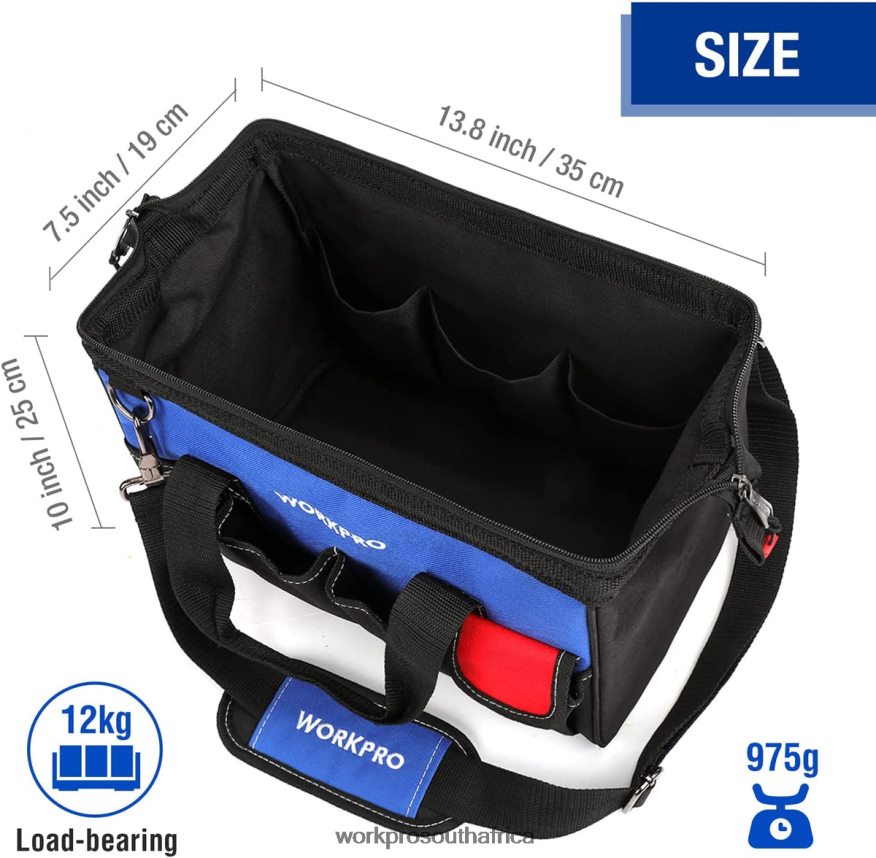 ZA WORKPRO 14-inch Tool Bag, Multi-pocket Tool Organizer with Adjustable Shoulder Strap Useful 4B8V2T31 Storage
