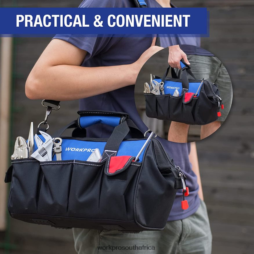 ZA WORKPRO 14-inch Tool Bag, Multi-pocket Tool Organizer with Adjustable Shoulder Strap Useful 4B8V2T31 Storage