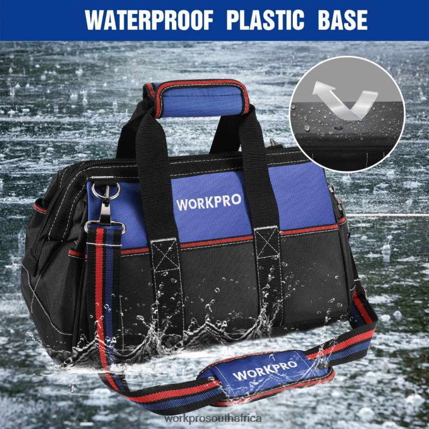 ZA WORKPRO 16-inch Wide Mouth Tool Bag, Heavy Duty Cloth Tool Storage Bag with Water Proof Molded Base, Adjustable Shoulder Strap Helpful 4B8V2T24 Storage