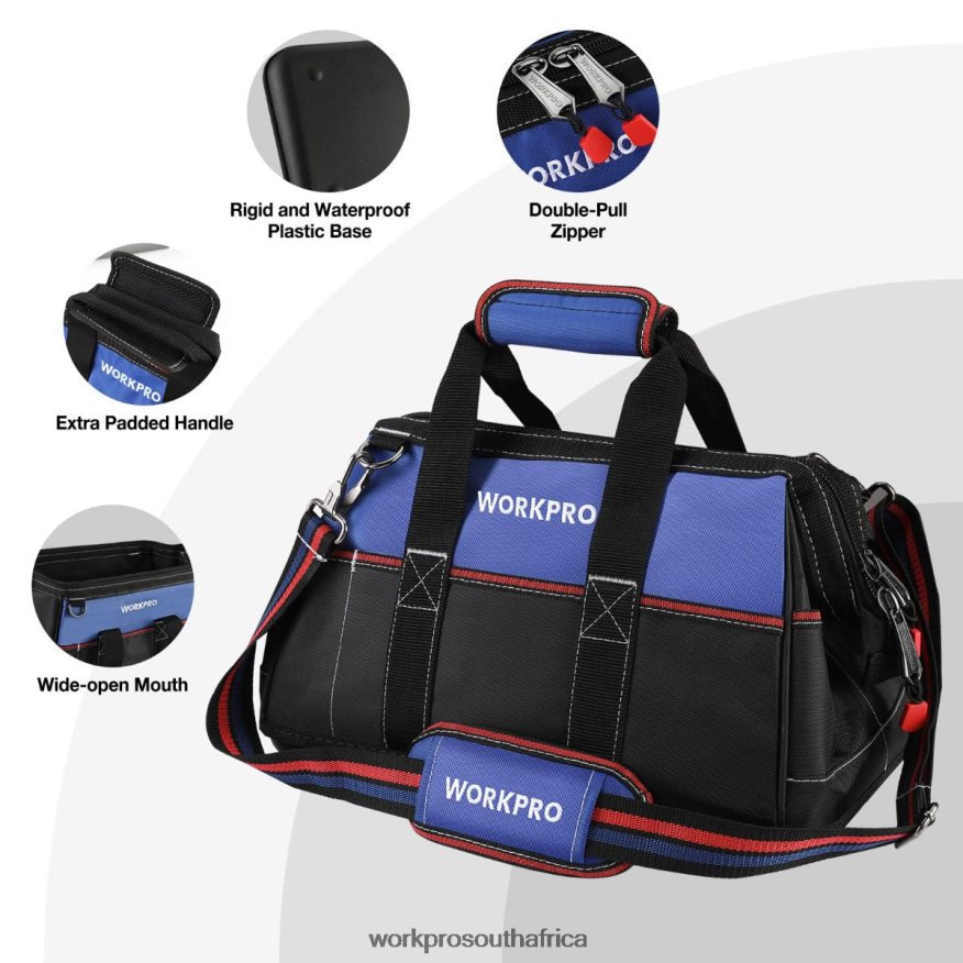 ZA WORKPRO 16-inch Wide Mouth Tool Bag, Heavy Duty Cloth Tool Storage Bag with Water Proof Molded Base, Adjustable Shoulder Strap Helpful 4B8V2T24 Storage