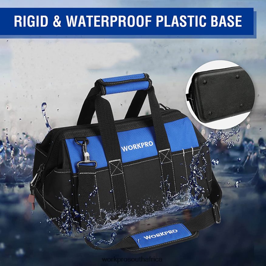 ZA WORKPRO 16-inch Wide Mouth Tool Bag with Water Proof Molded Base Useful 4B8V2T34 Storage