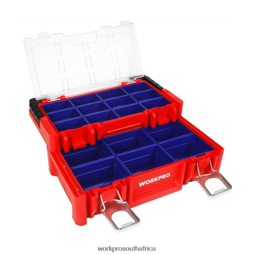ZA WORKPRO 17-inch Plastic Tool Box, Storage Box with Locking Lid and Stainless Steel Handle Red 4B8V2T25 Storage