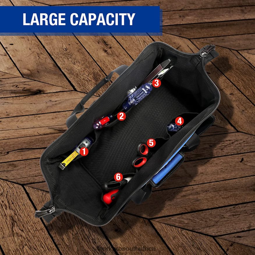 ZA WORKPRO 18-inch Close Top Wide Mouth Storage Tool Bag with Adjustable Shoulder Strap Useful 4B8V2T27 Storage