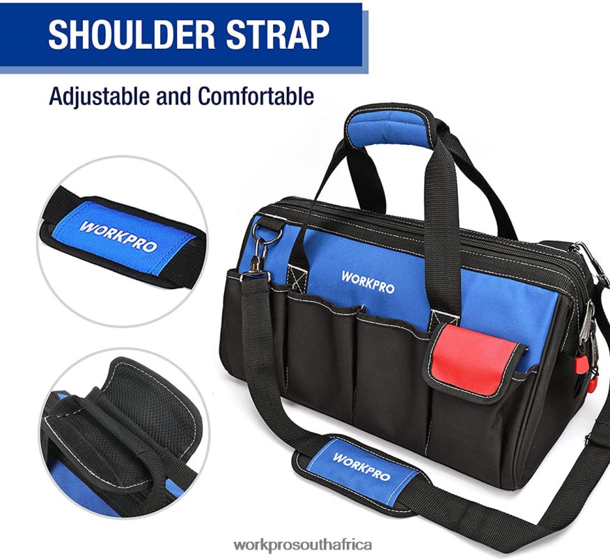 ZA WORKPRO 18-inch Close Top Wide Mouth Storage Tool Bag with Adjustable Shoulder Strap Useful 4B8V2T27 Storage