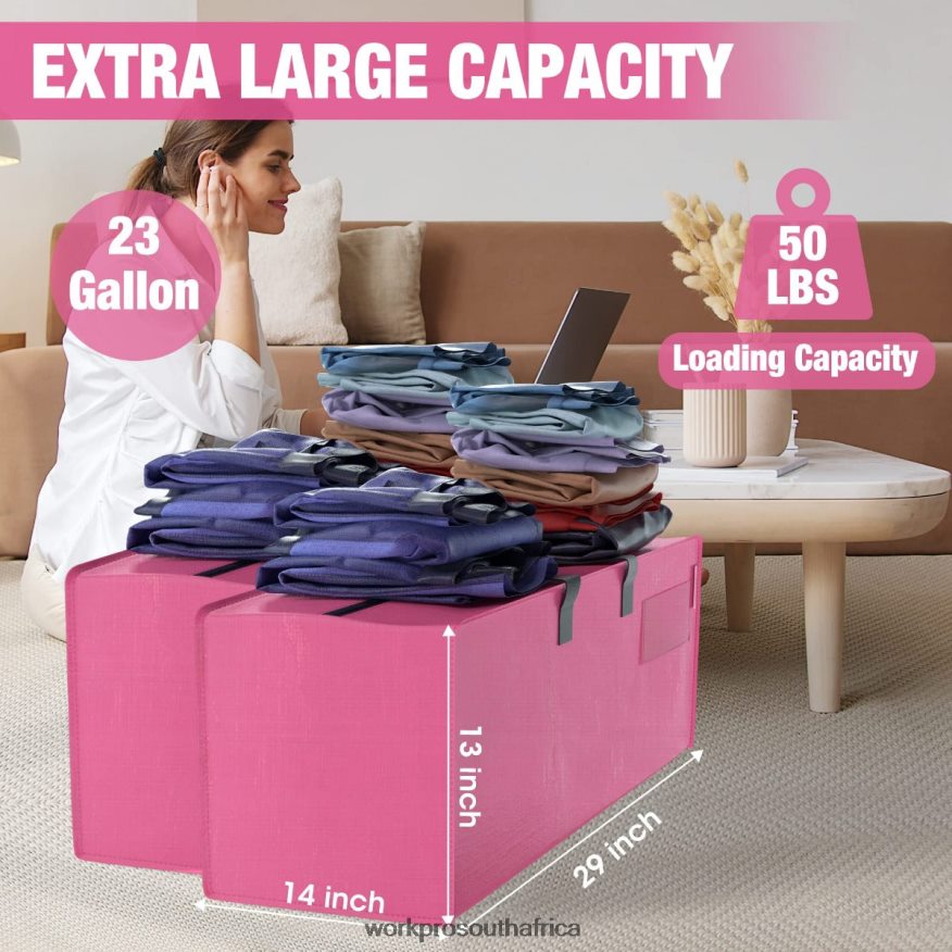ZA WORKPRO 6 Pack Extra Large Heavy-Duty Storage Moving Tote Bags with Zippers & Carrying Handles Backpack Straps Pink/Blue 4B8V2T142 Storage