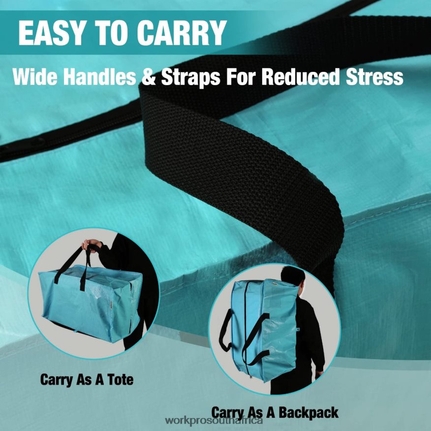 ZA WORKPRO 6 Pack Extra Large Heavy-Duty Storage Moving Tote Bags with Zippers & Carrying Handles Backpack Straps Pink/Blue 4B8V2T142 Storage