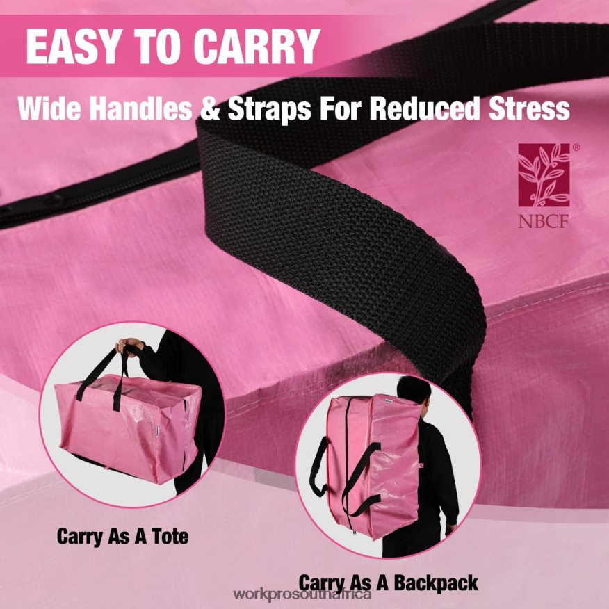 ZA WORKPRO 6 Pack Extra Large Heavy-Duty Storage Moving Tote Bags with Zippers & Carrying Handles Backpack Straps Pink/Blue 4B8V2T142 Storage