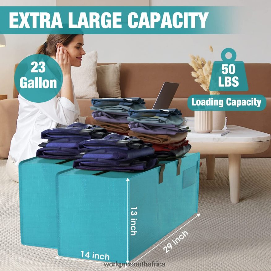 ZA WORKPRO 6 Pack Extra Large Heavy-Duty Storage Moving Tote Bags with Zippers & Carrying Handles Backpack Straps Pink/Blue 4B8V2T142 Storage