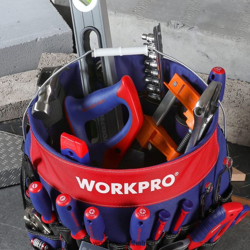 ZA WORKPRO Bucket Tool Organizer with 51 Pockets (Tools Excluded) Helpful 4B8V2T20 Storage
