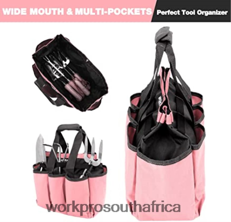 ZA WORKPRO Garden Tool Bag, Garden Tote Storage Bag with 8 Pockets, Home Organizer for Indoor and Outdoor Gardening Pink/Green 4B8V2T256 Storage