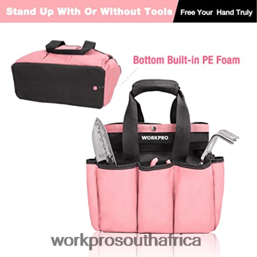 ZA WORKPRO Garden Tool Bag, Garden Tote Storage Bag with 8 Pockets, Home Organizer for Indoor and Outdoor Gardening Pink/Green 4B8V2T256 Storage