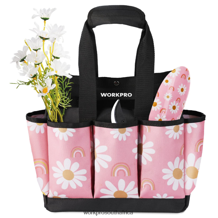 ZA WORKPRO Garden Tool Bag with 9 Pockets Floral White/Floral Pink 4B8V2T286 Storage