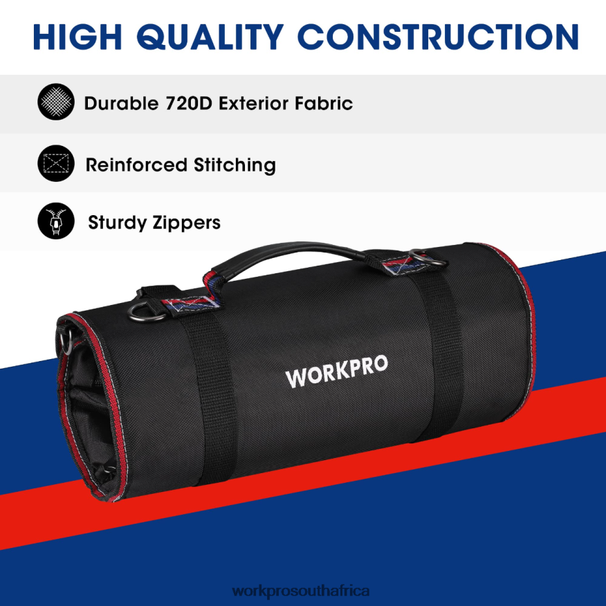 ZA WORKPRO Heavy Duty Tool Roll Up Bag Organizer with 6 Pockets and Detachable Tool Pouches New 4B8V2T32 Storage