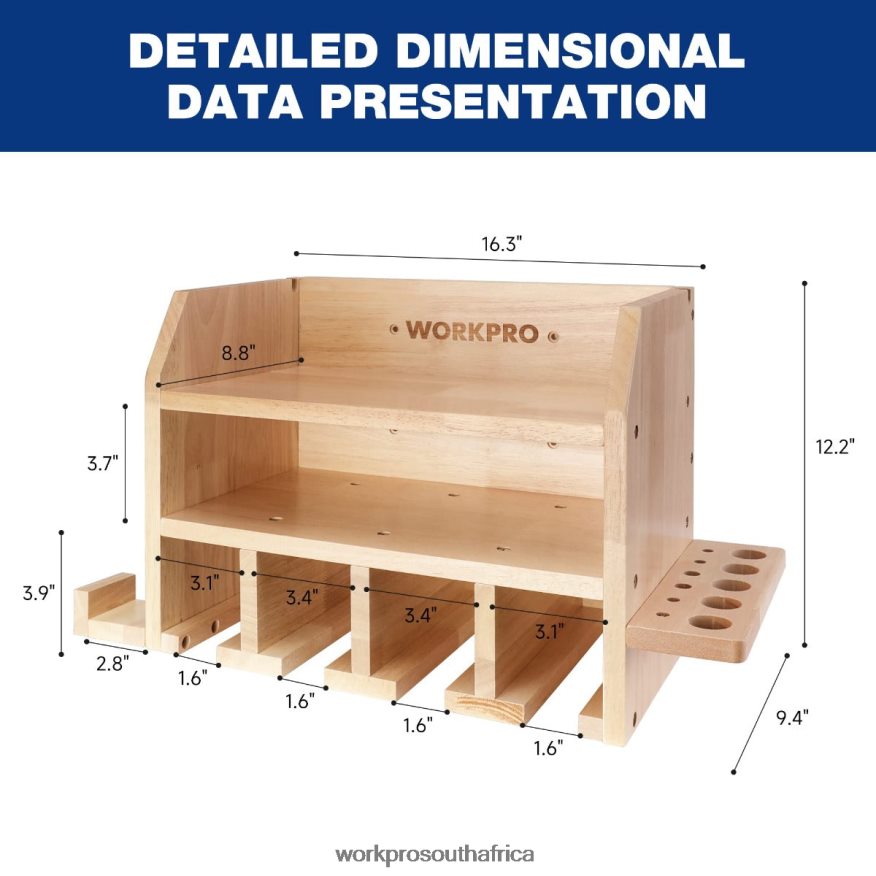 ZA WORKPRO Power Tool Organizer, Cordless Drill Holder Storage Wall Mount with 5 Drill Hanging Slots, Solid Wooden Tool Storage Helpful 4B8V2T19 Storage